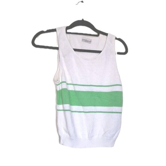 Vtg Striped Knit Sweater Tank Womens S Lime Brat Green Retro Boho Y2K Vest - Picture 1 of 7